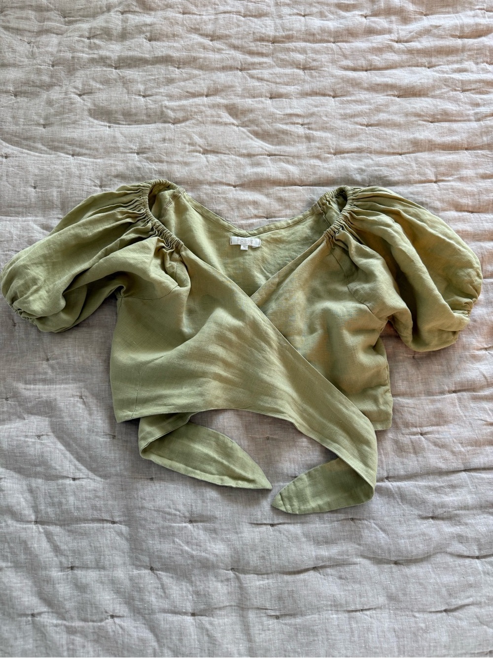 POSSE Mia Top 100% Linen Natural Green